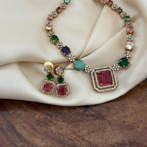 Multi color Diamonds necklace set (Kids friendly)