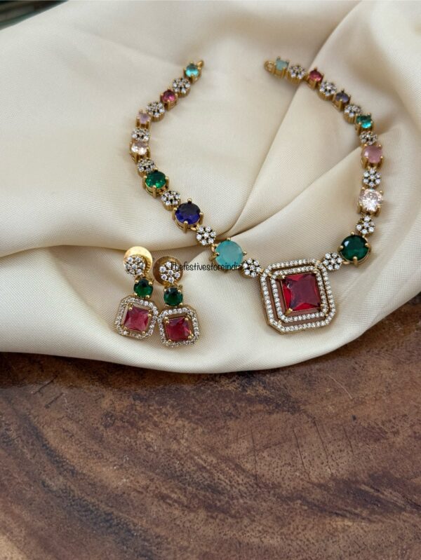Multi color Diamonds necklace set (Kids friendly)