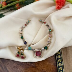 Multi color Diamonds necklace set (Kids friendly)