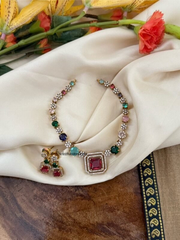 Multi color Diamonds necklace set (Kids friendly)