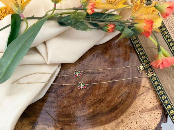 Butterfly Jadau Anklet / Kaal gejje