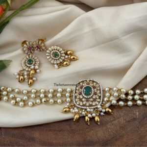 All pearl AD pendant choker set