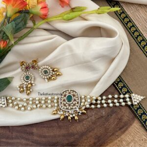 All pearl AD pendant choker set