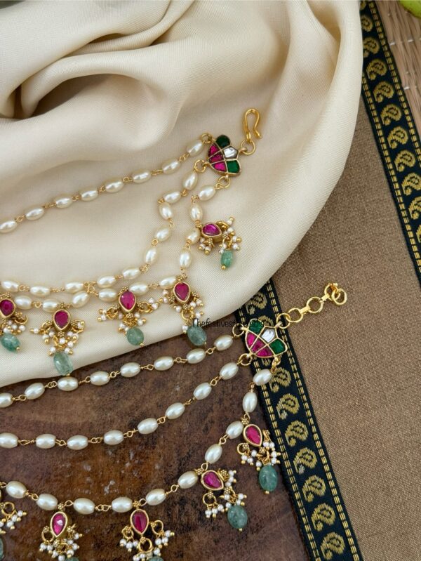 Jadau pearls earchain | maatil | Bridal | Champasaralu