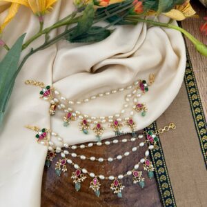 Jadau pearls earchain | maatil | Bridal | Champasaralu