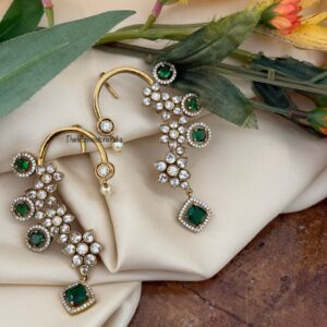 Unique earcuff with green drops | Bridal | Bridesmaid