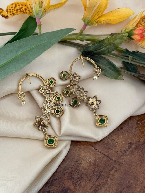 Unique earcuff with green drops | Bridal | Bridesmaid