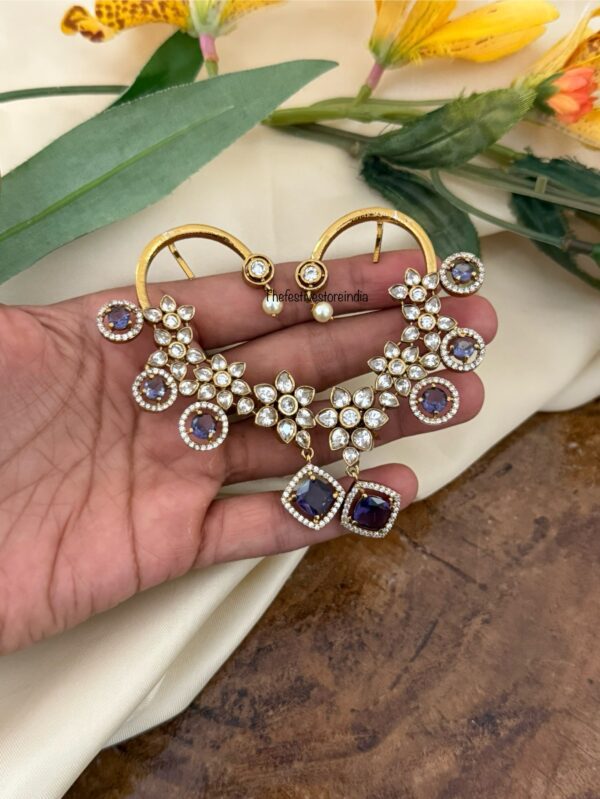 Unique earcuff with Purple drops | Bridal | Bridesmaid