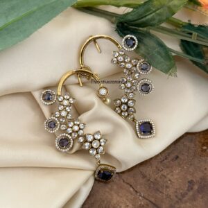 Unique earcuff with Purple drops | Bridal | Bridesmaid