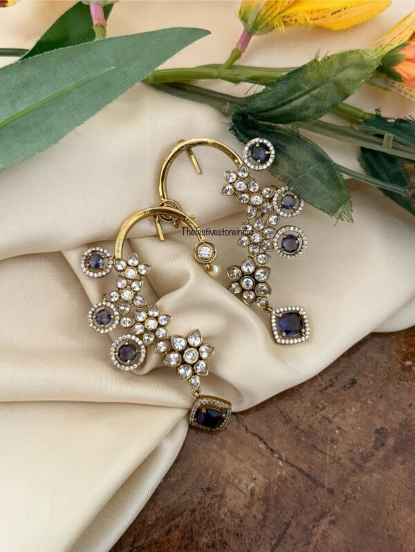 Unique earcuff with Purple drops | Bridal | Bridesmaid