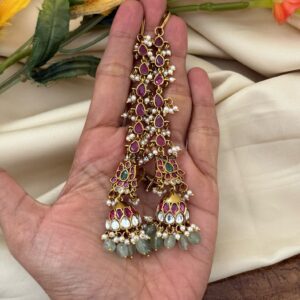 Kemp lotus jhumka with maati