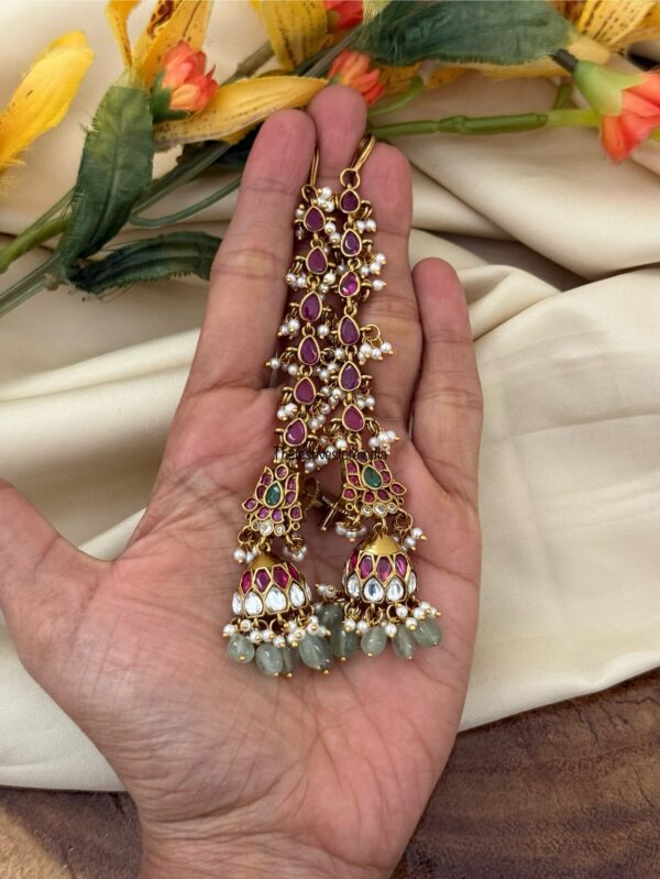 Kemp lotus jhumka with attached maati