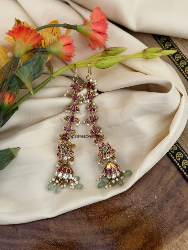 Kemp lotus jhumka with attached maati