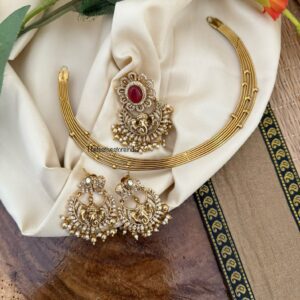 Detachable pendant Ganapa Hasli set with Chandbali