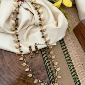 52cms Matte maanga / mango Haaram set with jhumkas | Long chain