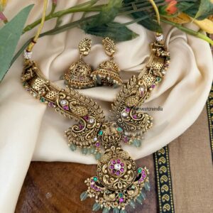 Antique polish Jadau statement necklace set| Wedding | Bridal