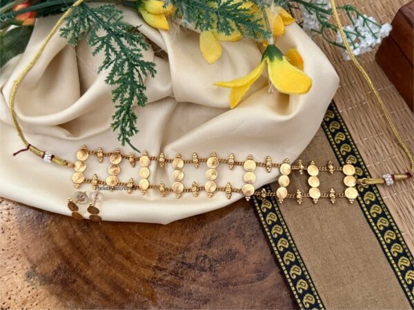 All gold Lakshmi kaasu choker set