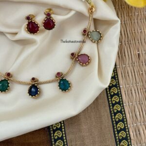 Multi color drops necklace set