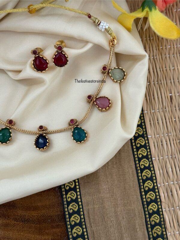 Multi color drops necklace set