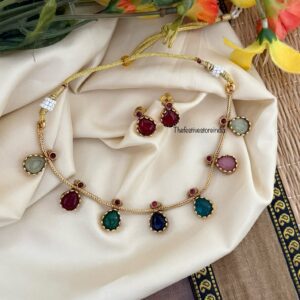 Multi color drops necklace set