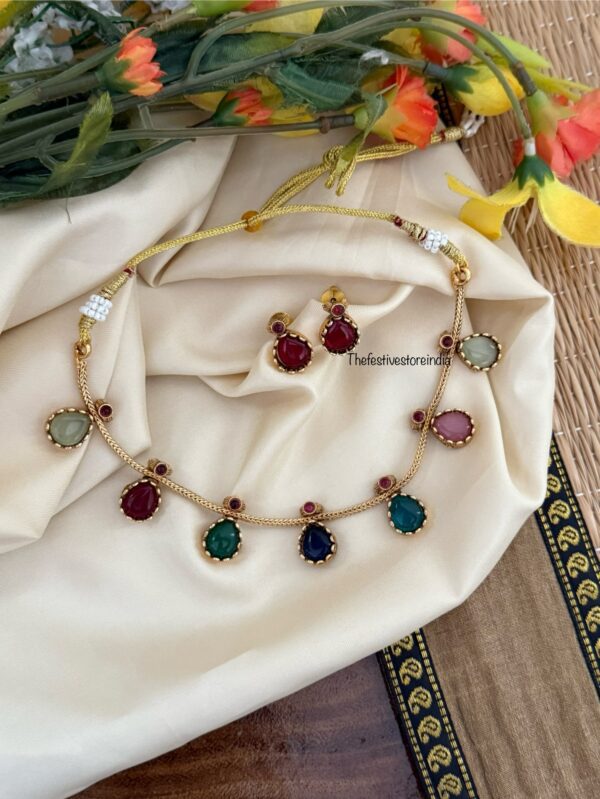 Multi color drops necklace set