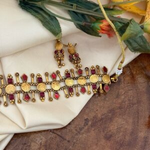 Enamel painted kaasu choker set - Red