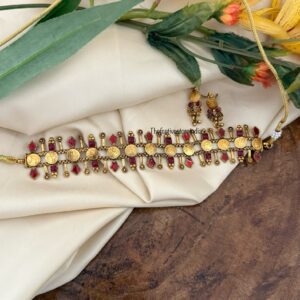 Enamel painted kaasu choker set - Red