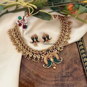 Enamel painted Huli uguru (Tiger claw) budgeted necklace set