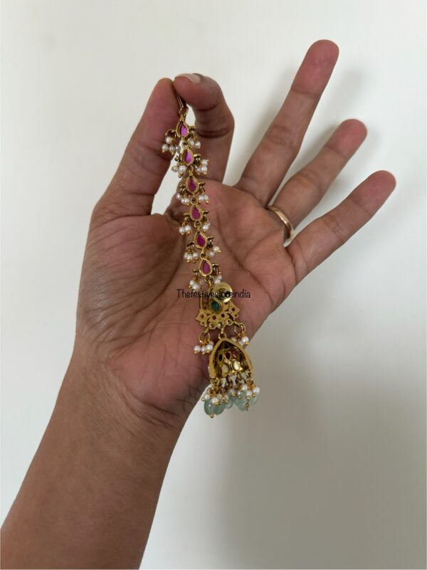 Kemp lotus jhumka with attached maati