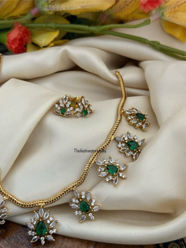 CZ stones drops necklace set