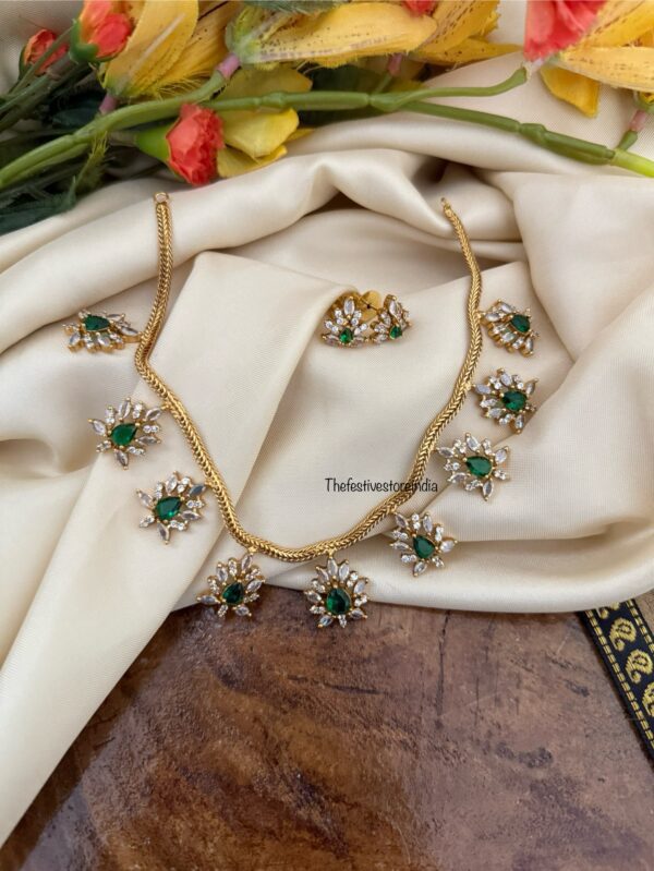 CZ stones drops necklace set