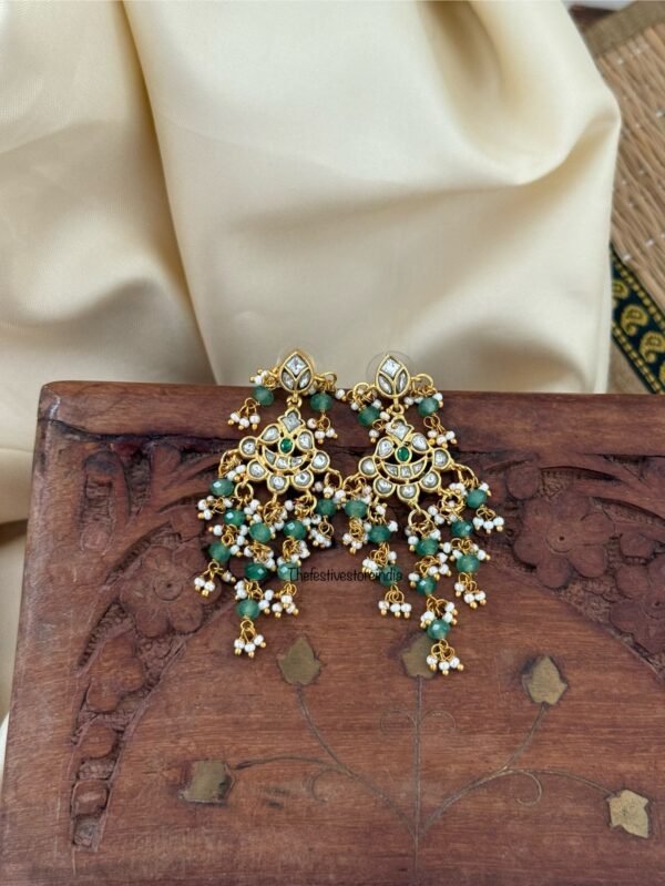 Jadau drop beads earrings