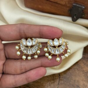 Jadau lotus studs - All white