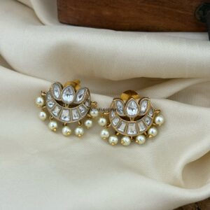 Jadau lotus studs - All white