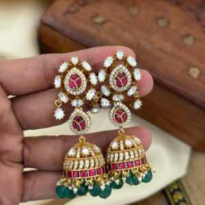 Jadau Moissanite Bridal jhumkas