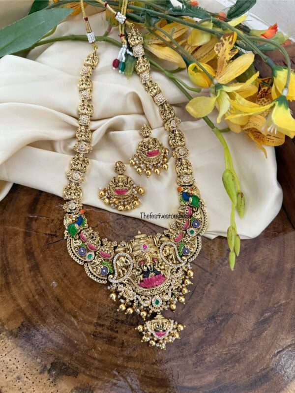 Traditional lakshmi enamel painted haaram set | Bridal