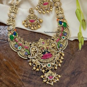 Traditional lakshmi enamel painted haaram set | Bridal