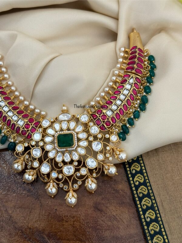 Jadau statement Silver look alike hasli | Kanti | Bridal