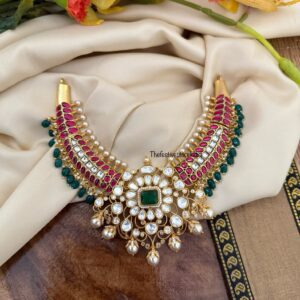 Jadau statement Silver look alike hasli | Kanti | Bridal