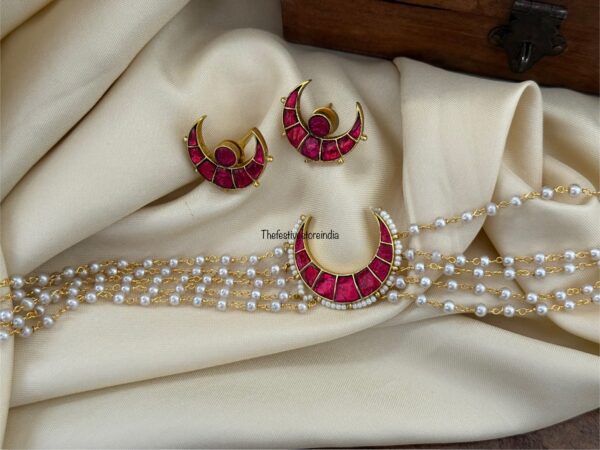 Jadau chandra choker set - Red