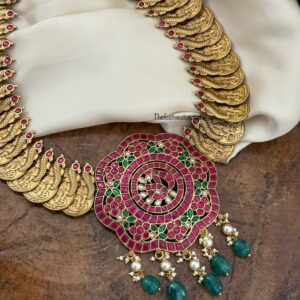 34cms Traditional kaasu lakshmi big pendant mid length haaram| Bridal