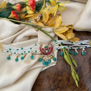 Chaand Jadau pearls choker | Half moon
