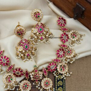 Non idol bottu navilu Jadau necklace set | Bridal