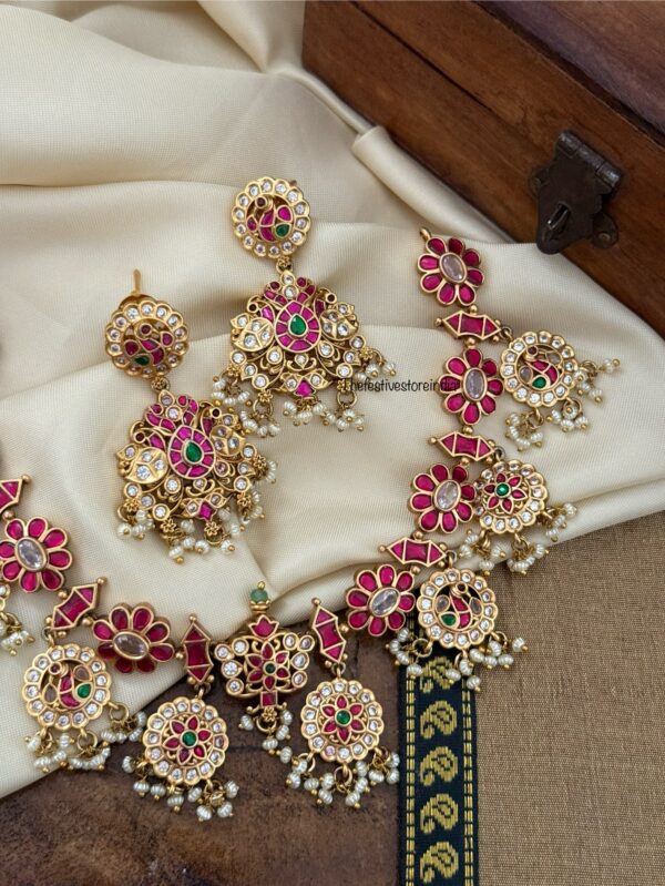 Non idol bottu navilu Jadau necklace set | Bridal
