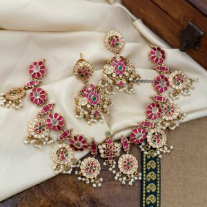Non idol bottu navilu Jadau necklace set | Bridal