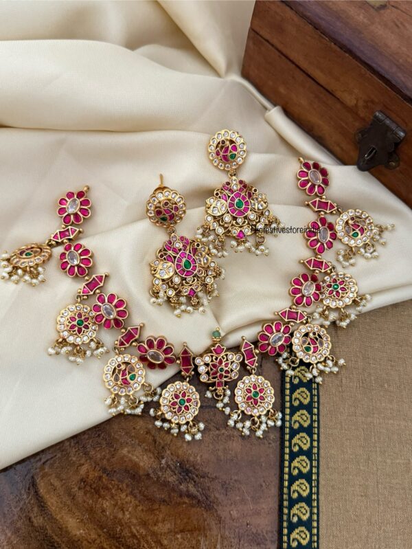 Non idol bottu navilu Jadau necklace set | Bridal