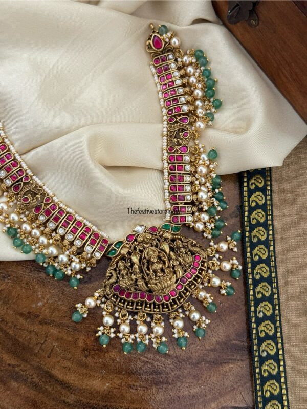 Jadau Antique polish Lakshmi Bridal necklace