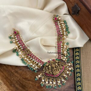 Jadau Antique polish Lakshmi Bridal necklace