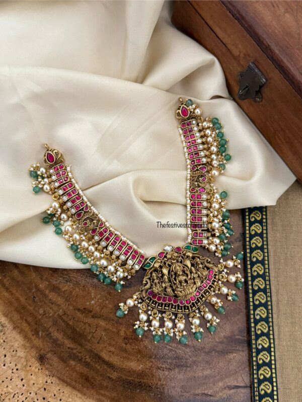 Jadau Antique polish Lakshmi Bridal necklace