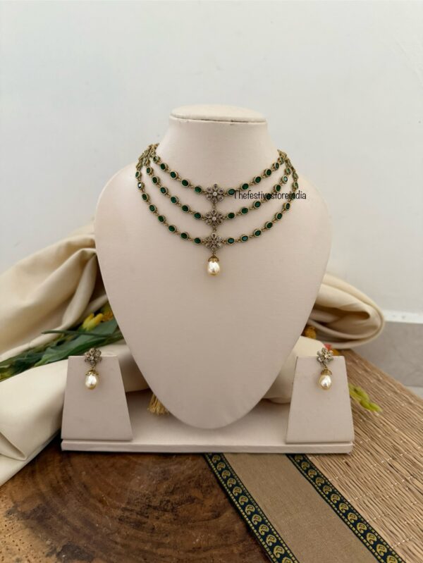 3 layer necklace set - Green